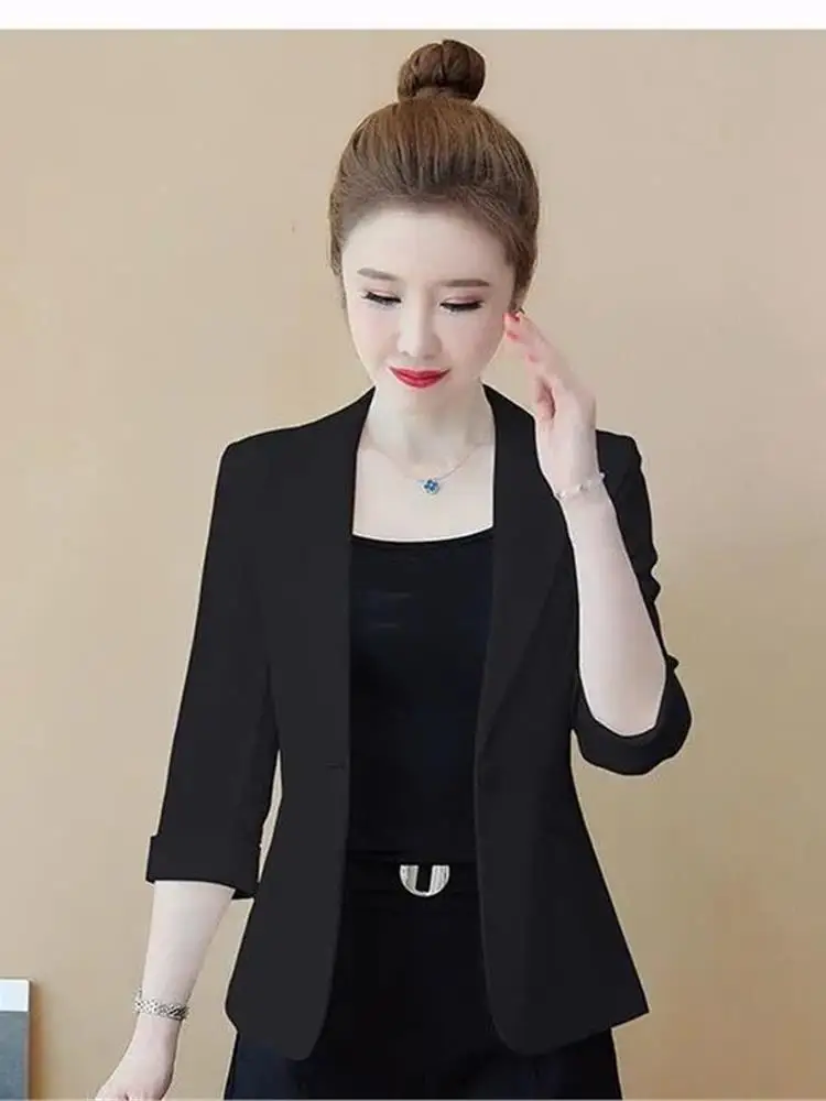 

High-End ort Casual Women's Jaet Thin Svel Outerwear Spring Summer Korean Sle Small Size Seven-Arm irt