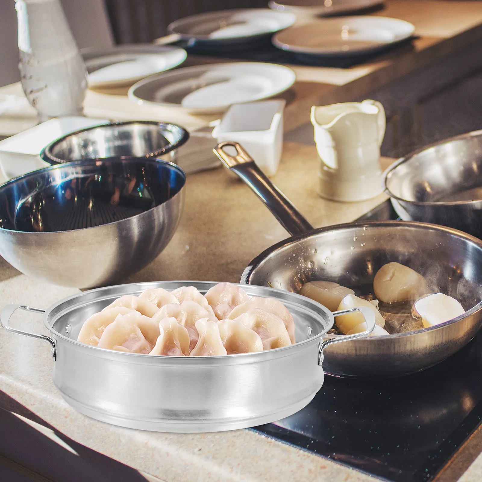 

1Set Thick Stainless Steel Steamer Pot Multi-Layer Design Cooking Pot for Household Restaurant Food Steamer Basket