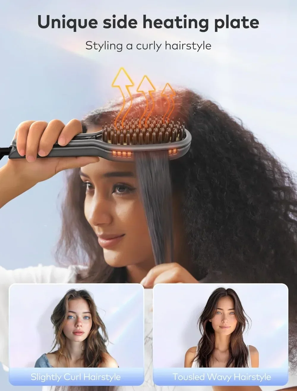Llano Cepillo Alisador de Pelo 2 in 1 Planchas del Pelo Profesional con Iones Negativos، Calentamiento Rápido، Revestimiento Cer
