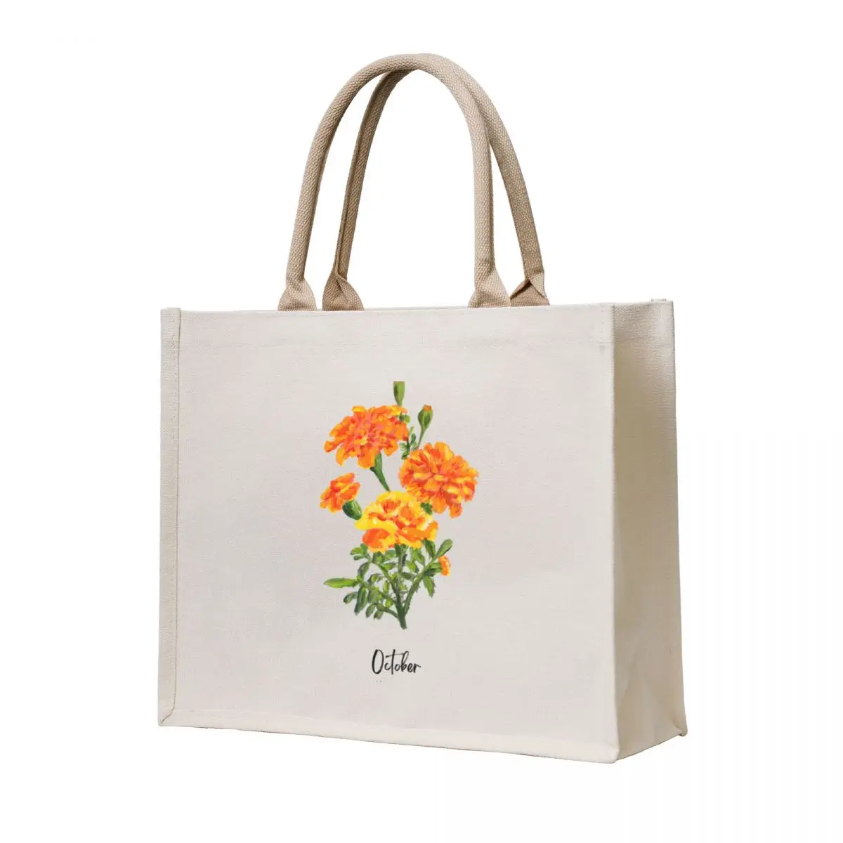 

October Birth Flower Marigold Tote Bag foldable reusable bag Shopping bags Women's bags