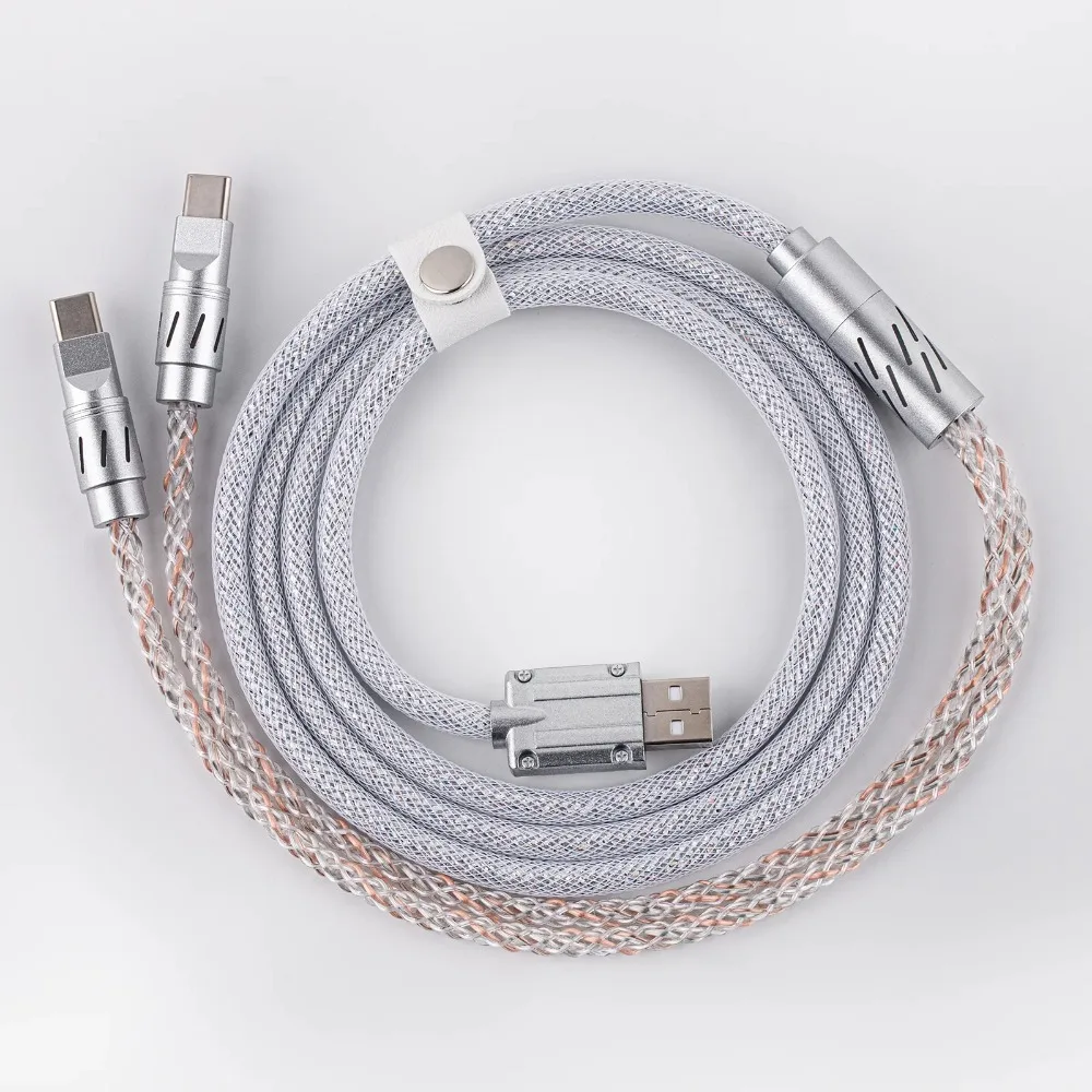 Gloss Dual-Device 2-in-1 Cable 1.5m Braided Cable with RGB Gradient Light for Gaming Keyboard & Mouse