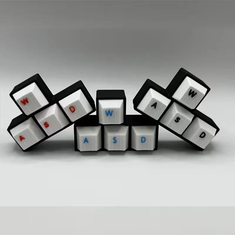 3D-gedruckter WASD-Tastatur-Klicker-Schlüsselanhänger, Mini-Fidget-Klicker-Spielzeug, mechanischer Schalter, Stressabbau-Schlüsselring, tragbar, EDC, Gaming G – Detail 3