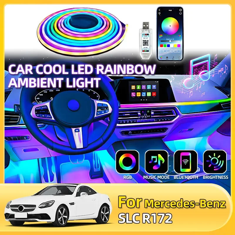 Автомобильная радужная атмосферная лампа с поддержкой управления через приложение для Mercedes-Benz SLC R172 AMG GT C190 E/S-Class W211 W212 W213 W220 W221 W222