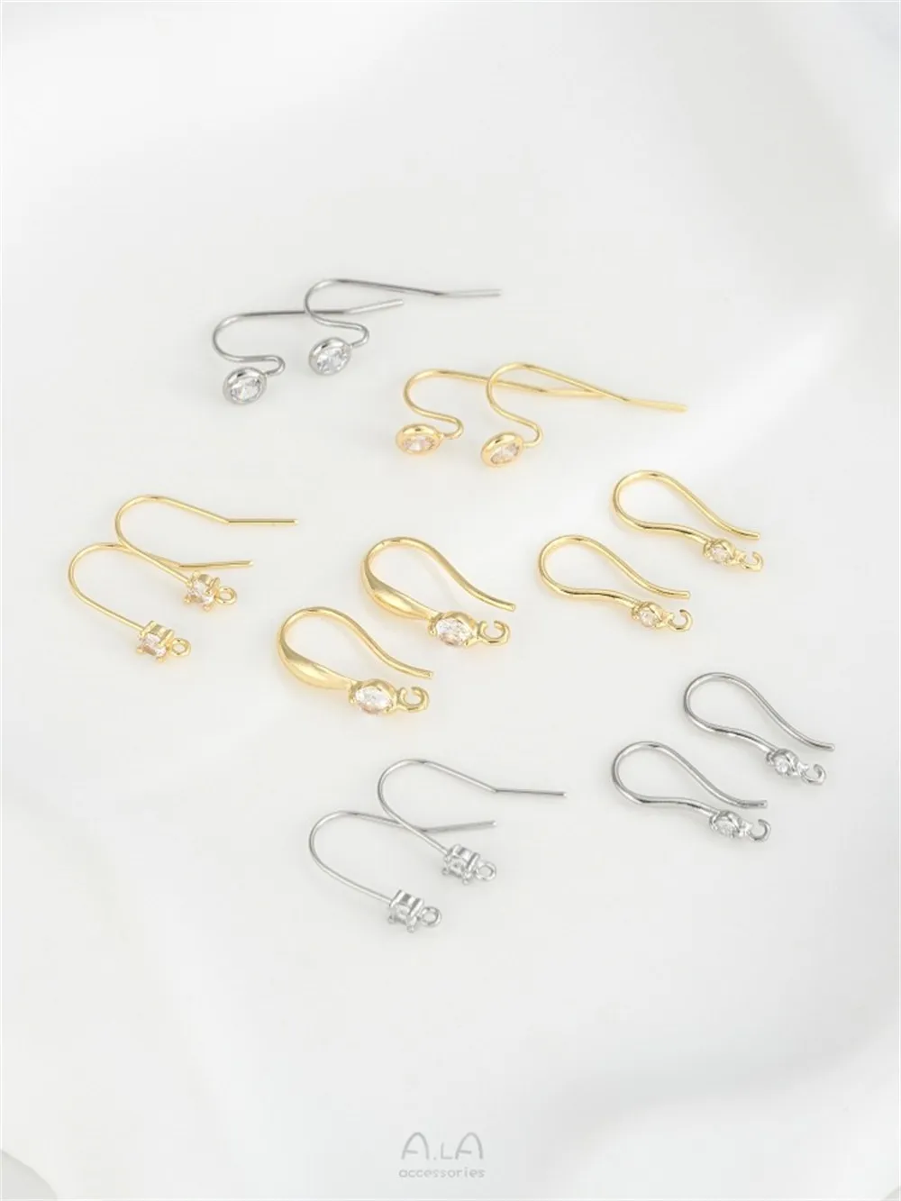 

14K Gold Inlaid Zircon Ear Hook DIY Accessories with Hanging Decorations Earrings Handcrafted Ear Accessories Ear Hook Materials