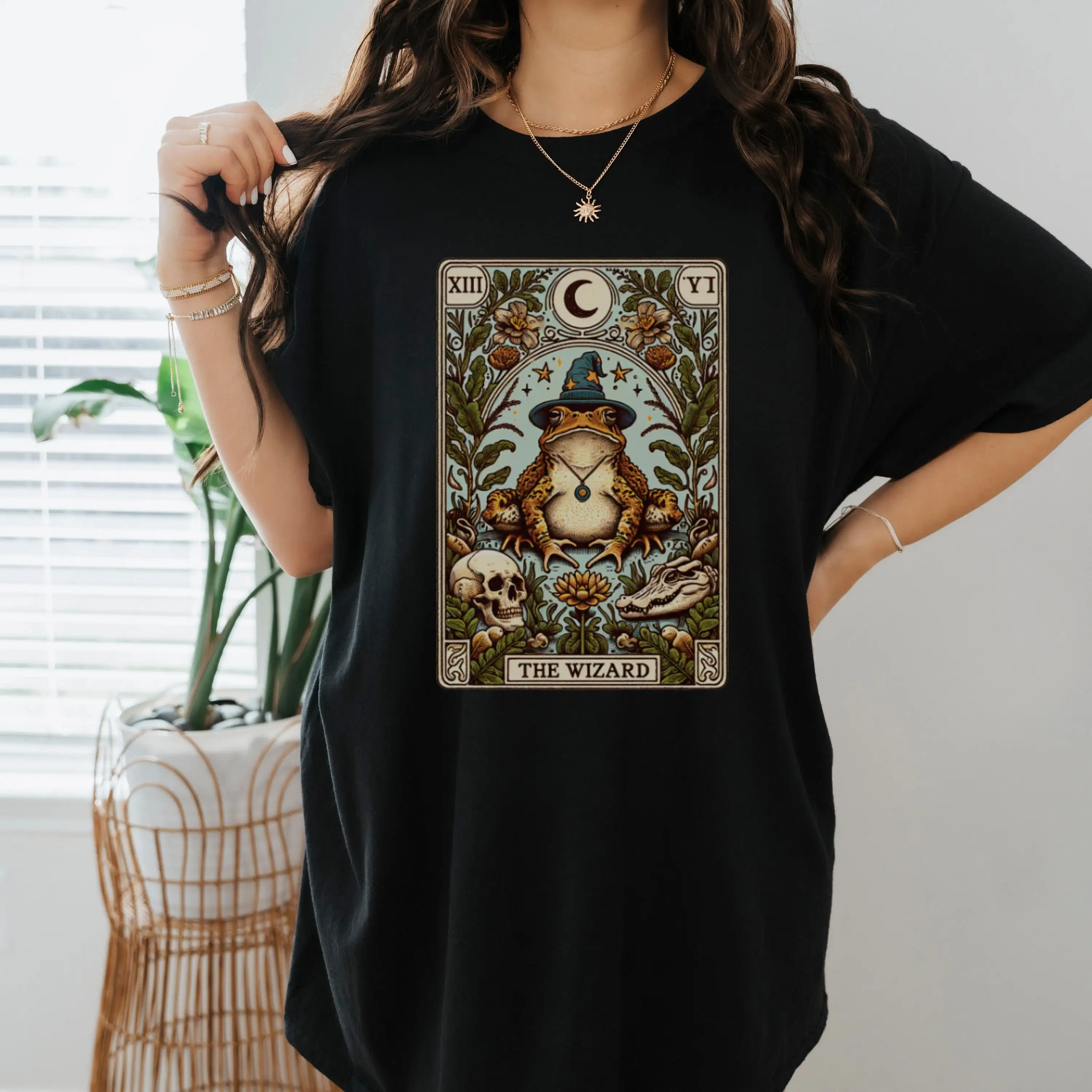 Frog Wizard T Shirt Tarot Card Bull Cotton Oracle Cute Toad Spirituality Apparel