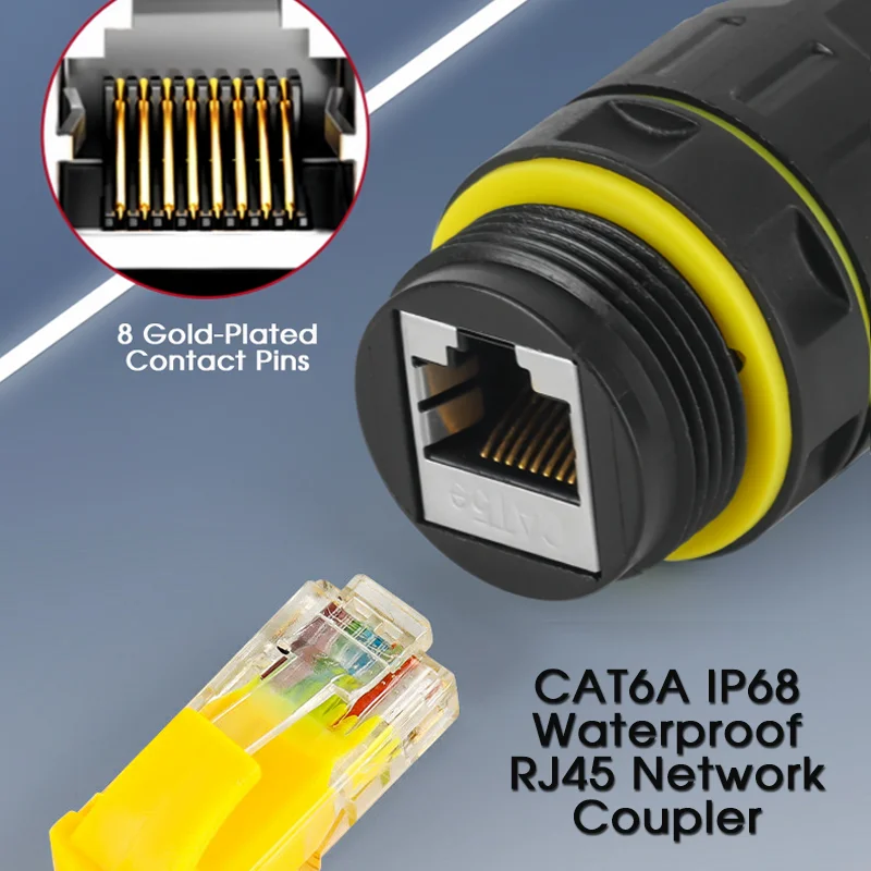Connettore Ethernet Impermeabile CAT6A IP68 RJ45 per Esterni, Adattatore di Rete per Telecamere di Sorveglianza CCTV