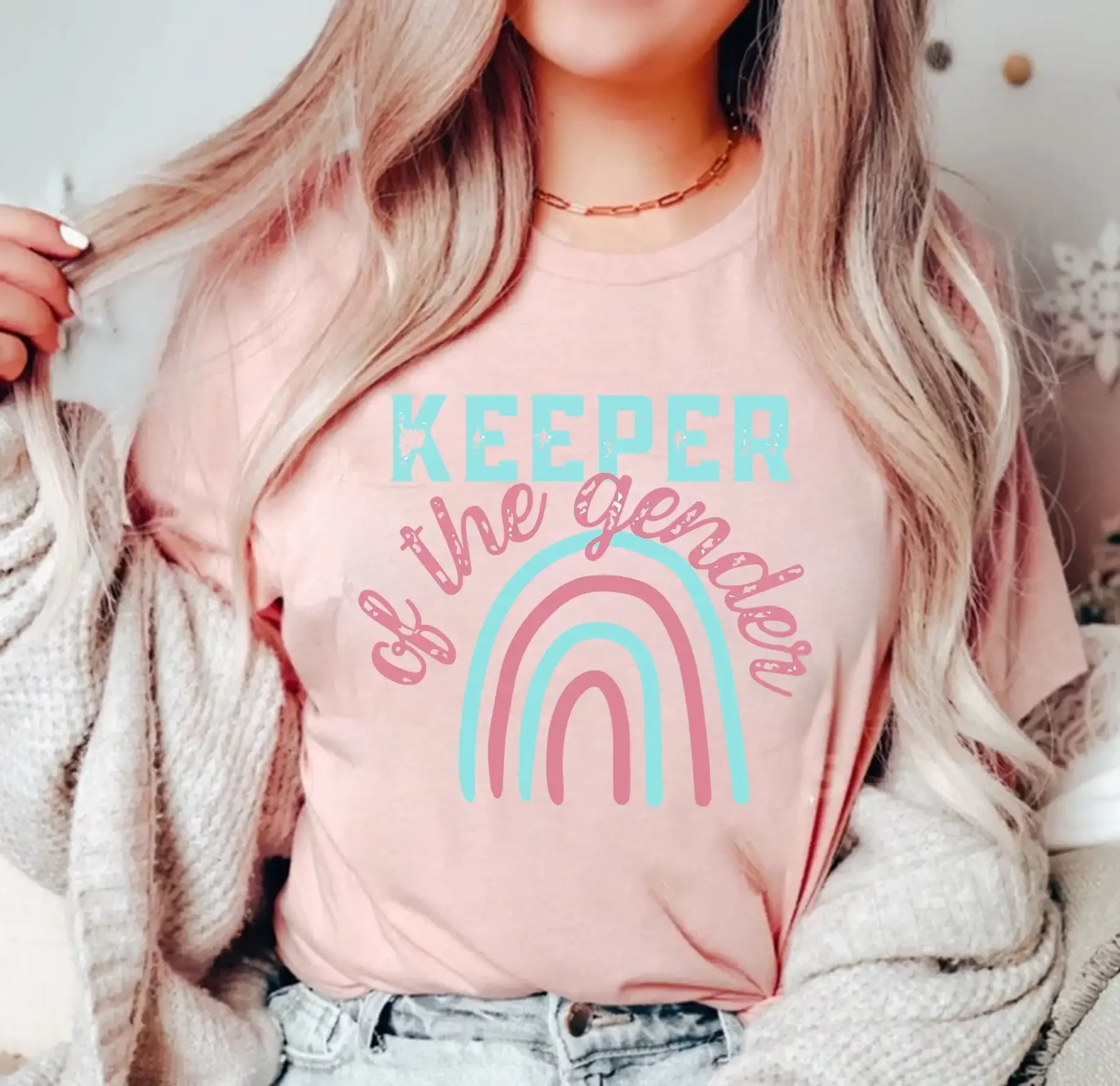 Keeper Of The Gender T Shirt Announcement For Her Cute Baby Reveal Party