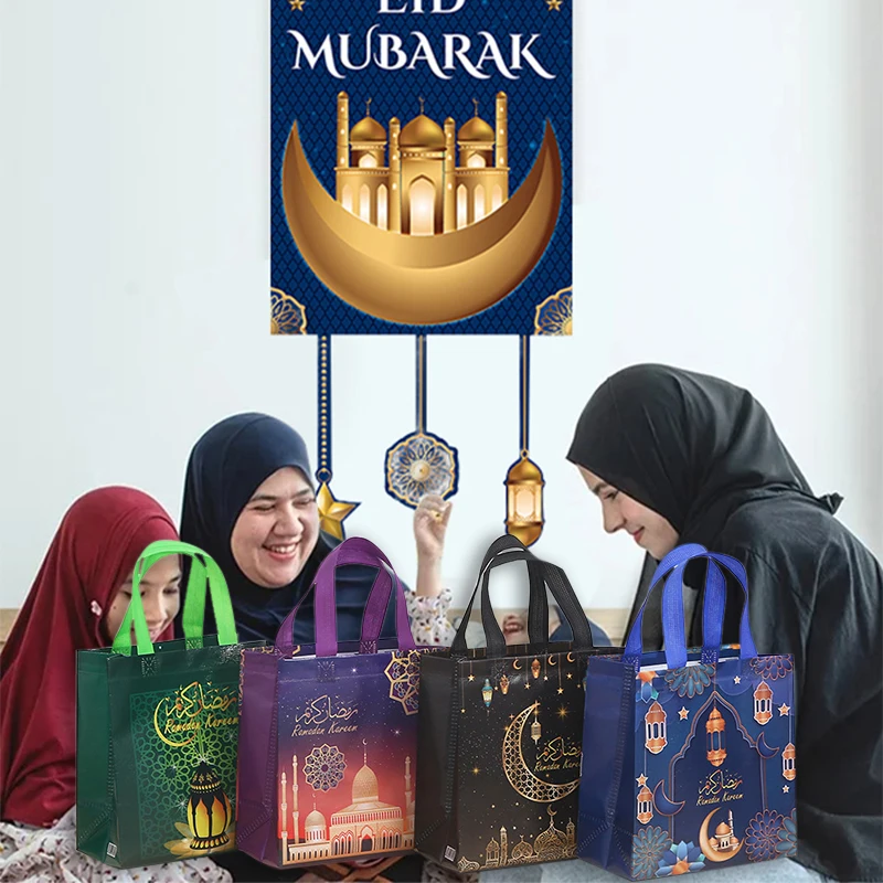 Ramadan Moon Festival Birthday Gift Packaging Printed Non Woven Handbag Printed Waterproof Gift Bag Clothing Takeout Shopping