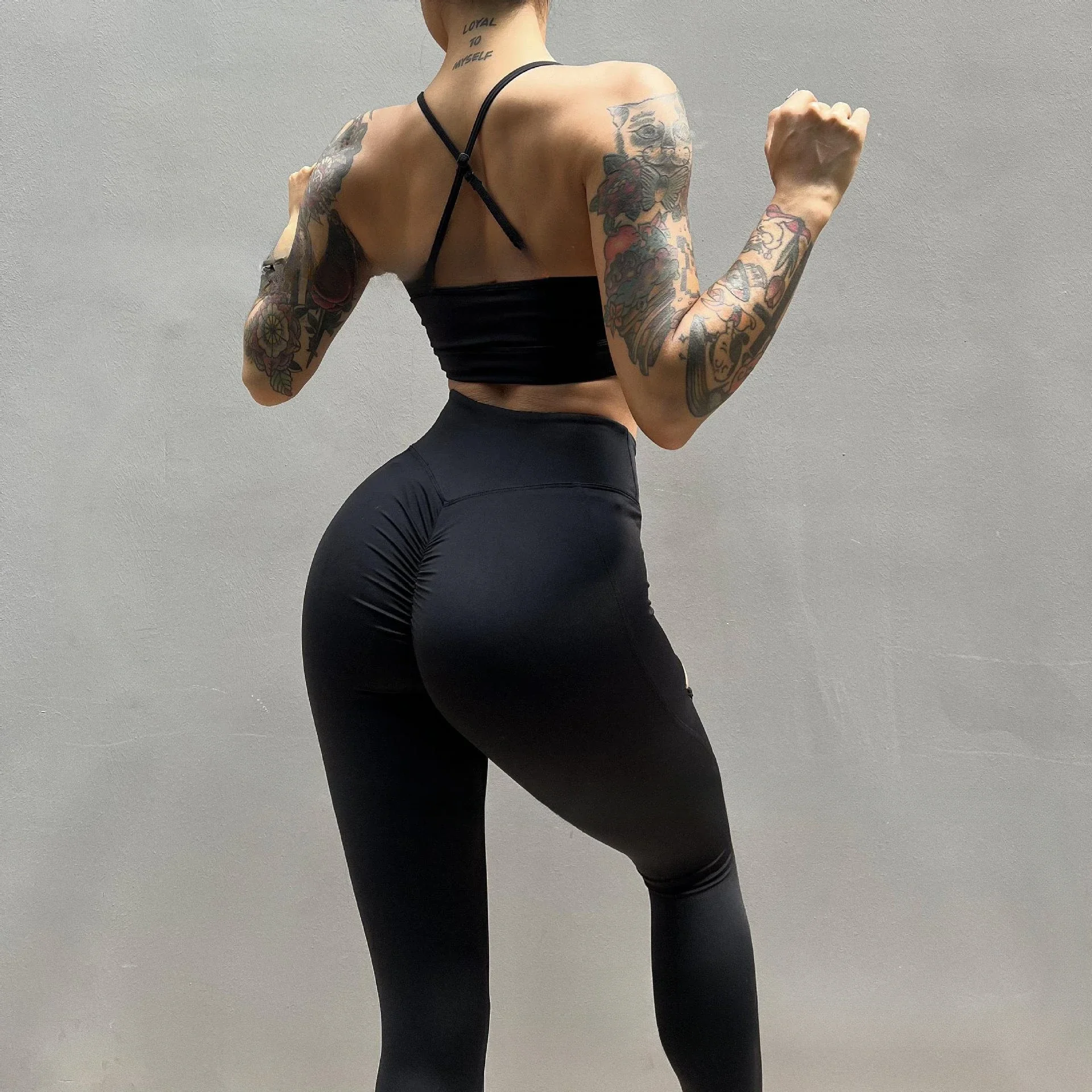 Ginásio sexy roupas esportivas de fitness v profundo sutiã sexy roupa interior feminina cintura alta apertado hip lift yoga calças ocas