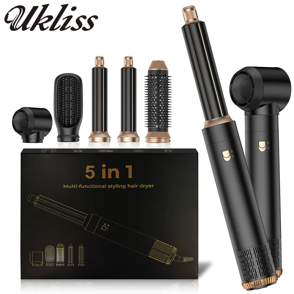 

UKLISS Professional Hair Dryer 5 In 1 Hair Styler Hot Air Comb Electric Hair Heating Brush High Speed Blow Dryer Hair Brush