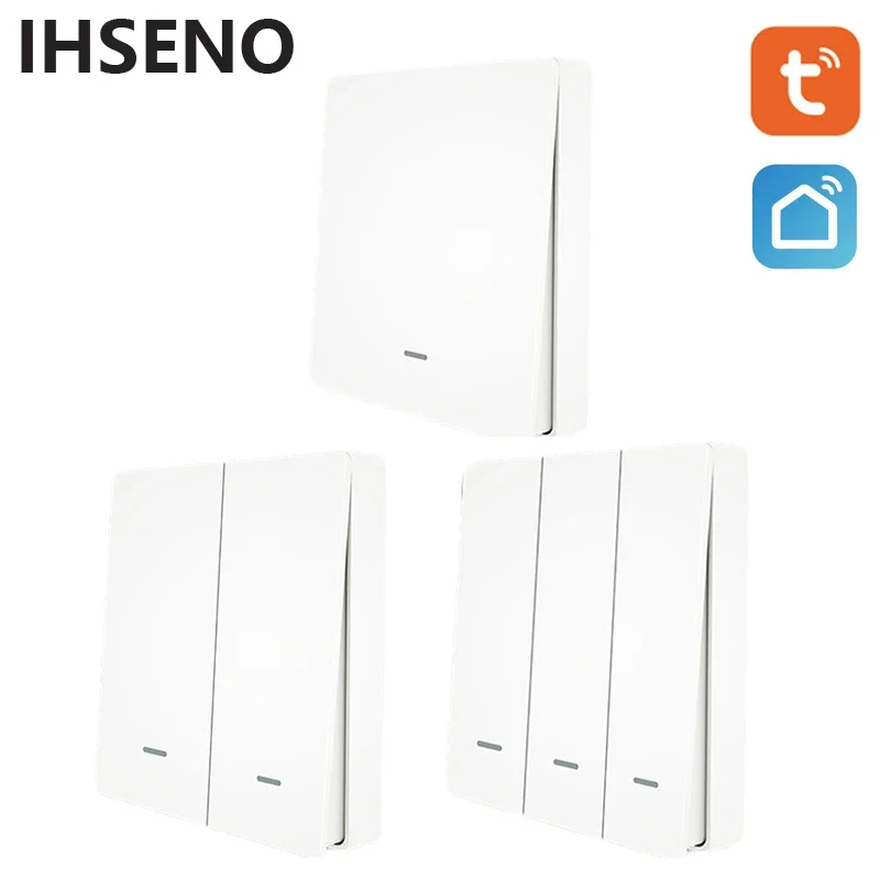 IHSENO Tuya ZigBee Smart Scene Switch Wireless Free Sticker Wall Scene Switch Push Button Battery Powered Transmitter Smart Life