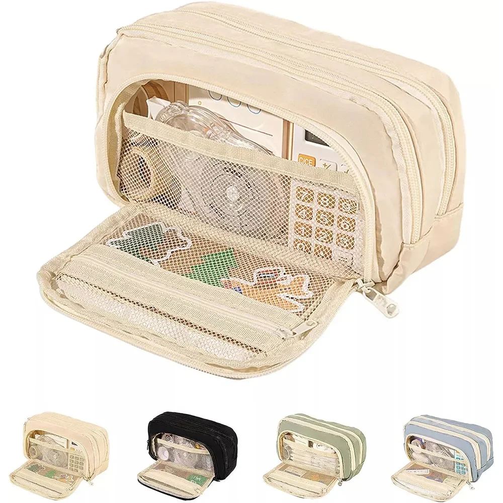 New A Large-capacity Multi-layer Pencil Case, A Simple Multi-purpose Student Stationery Box And Makeup Storage Bag