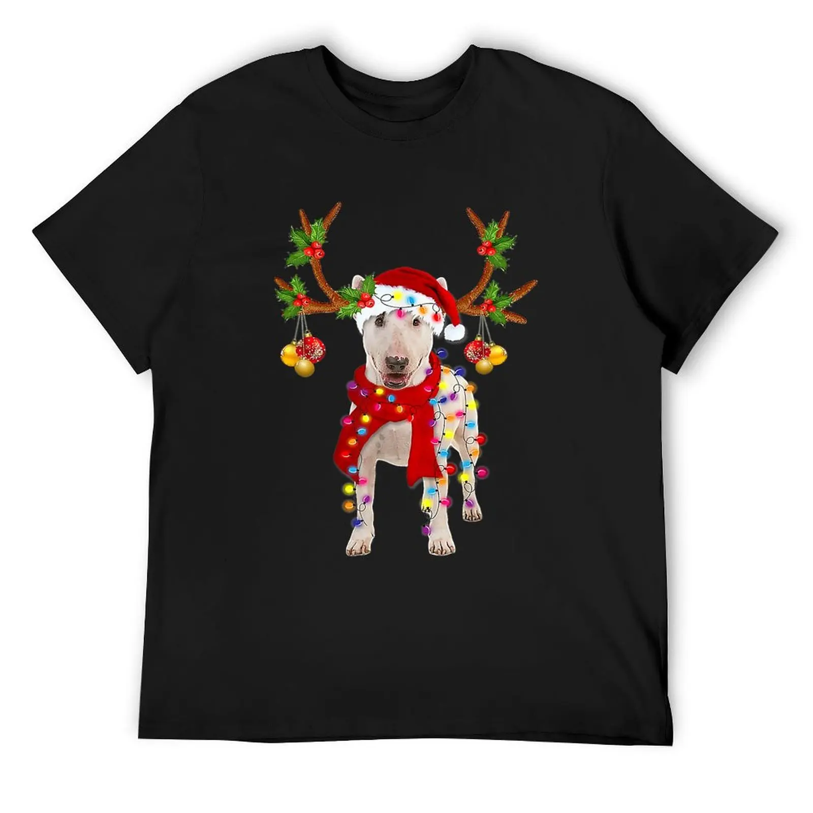 Bull Terrier Gorgeous Reindeer Christmas Tree Light Xmas196 T-Shirt designer shirts man t shirt plain black t shirts men