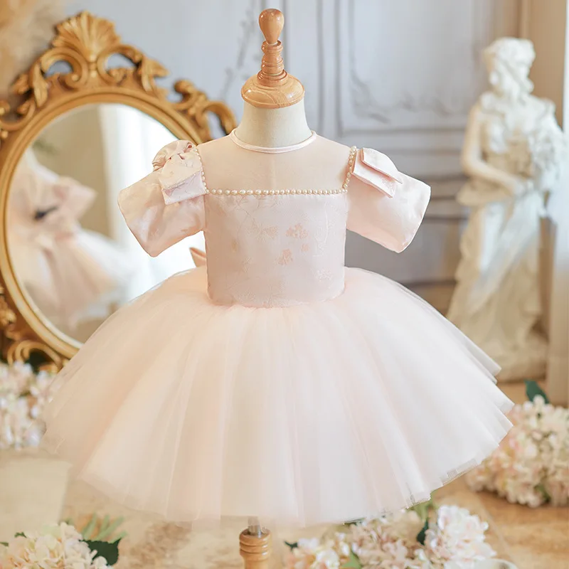 Children Fashion Host Piano performance Princess Ball Gown Girls Cute Bow Birthday Wedding Party Dress g271