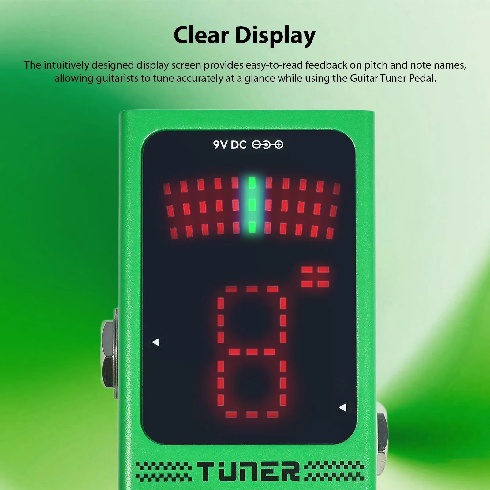 Guitar Effects Pedal Tuner with True-Bypass High Precision Tuning System Fast Response HD Display Auto Mute Output Guitar Pedal
