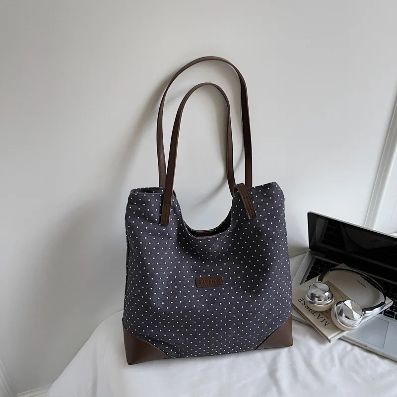 

Сумка через плечо в корейском стиле, в горошек, для студентов, повседневная, вместительная, простая, модная.