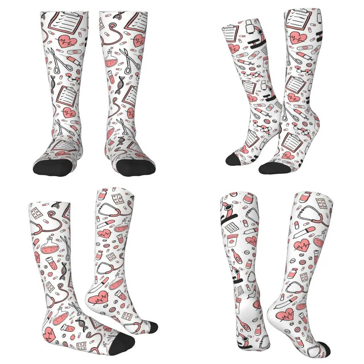 All Seasons Enfermera En Apuros Doctor Nurse Medical Socks Harajuku Crew Socks Funny Stockings for Men Women