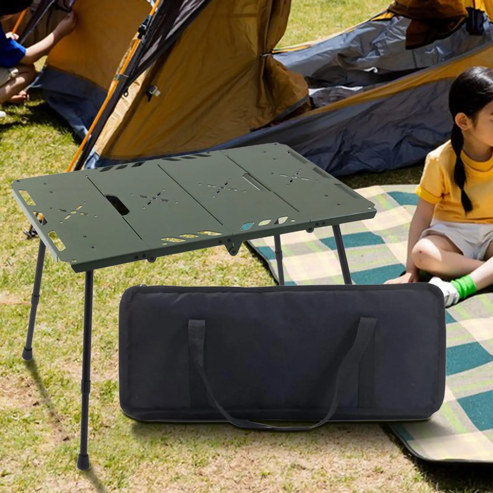 

Folding Table Aluminum Portable Stable Ultralight Outdoor Camping Table with Adjustable Height for Hiking Backyard Picnic BBQ
