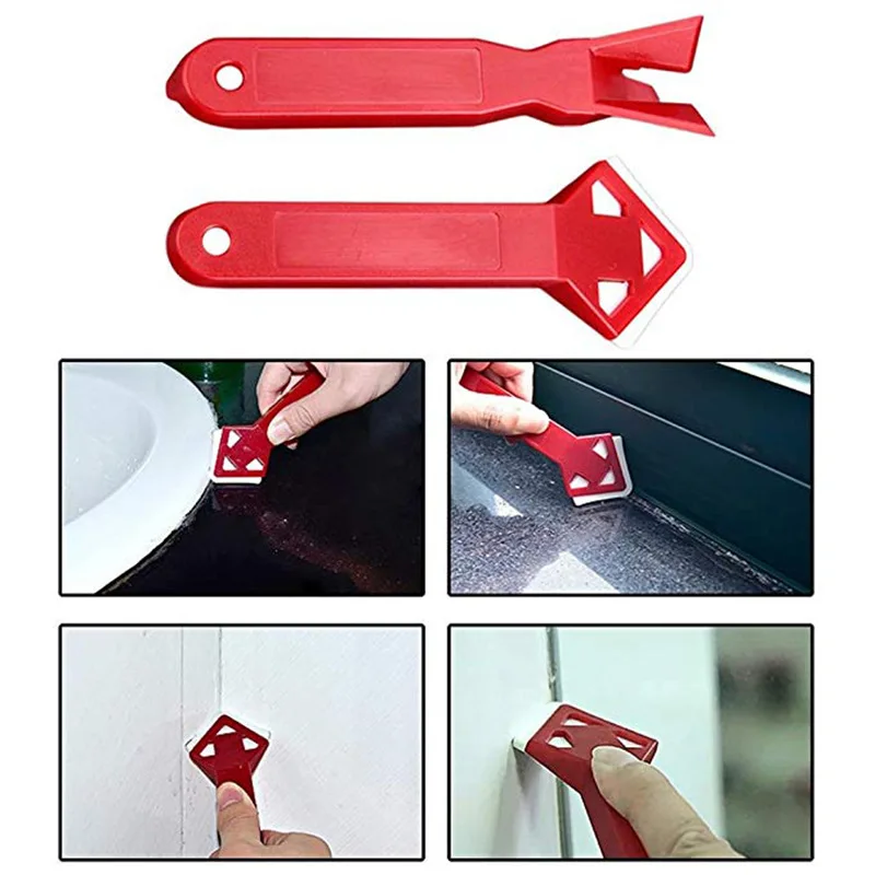 2pcs/1set Durable Silicone Glass Cement Kit Scraper Sealant Remover Tool Caulking Sealant Finishing Grrout Floor Mould Removal