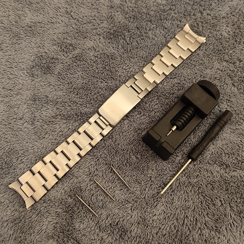 19mm Sliver Hollow Curved End Solid Watch Strap Links Watch Band strap For Seiko 5 SNXS73K1 SNXS75 SNXS77 SNXS79K1 SNX79J1