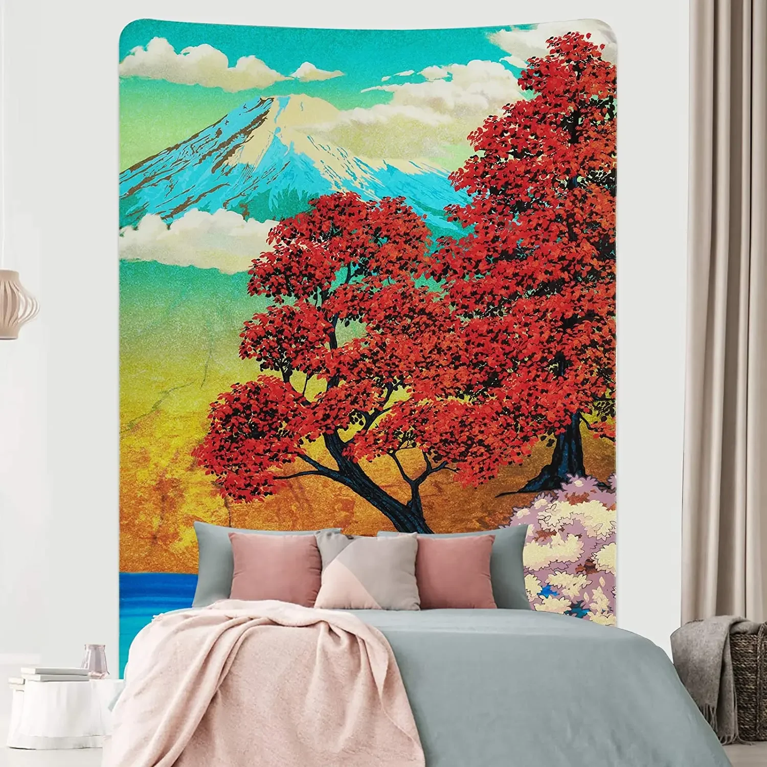 Mountain Forest Tapestry Landscape Tree The New Year In Wall Hanging For Room