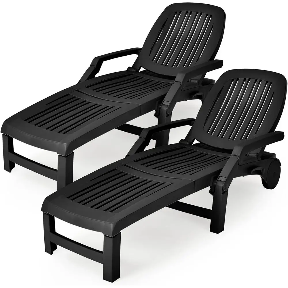 

Регулируемое кресло-шезлонг, 2 шт., устойчивое к атмосферным воздействиям, черное