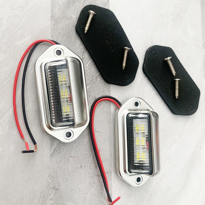 

Universal Truck License Plate Light Lamp 12-24V 6 LED Cars Bus Taillight Edge Lights White Bulbs Motorcycle Signal Light 2 PCS