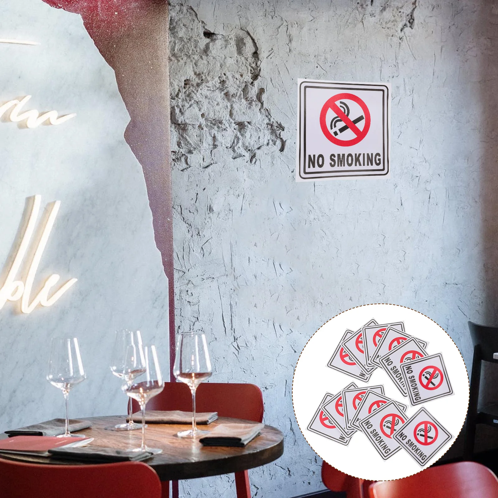 

12pcs No Smoking Sticker Waterproof UV Resistant Signs Decals for Car Pet Warning Adhesive Stickers Traffic