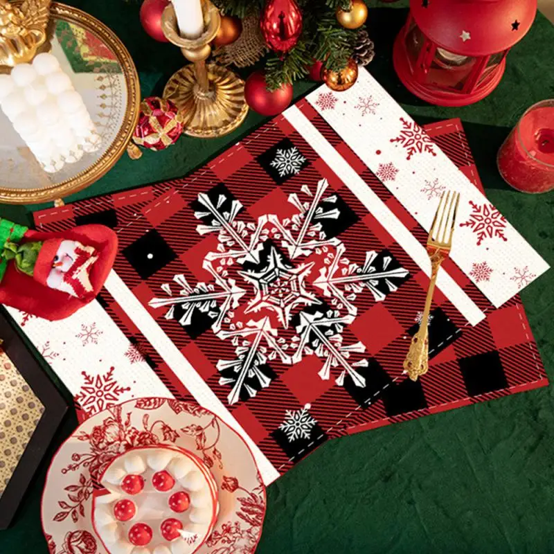 New Christmas Digital Printed Placemat Holiday Party Dining Table Heat Insulated Anti-fouling Table Mat