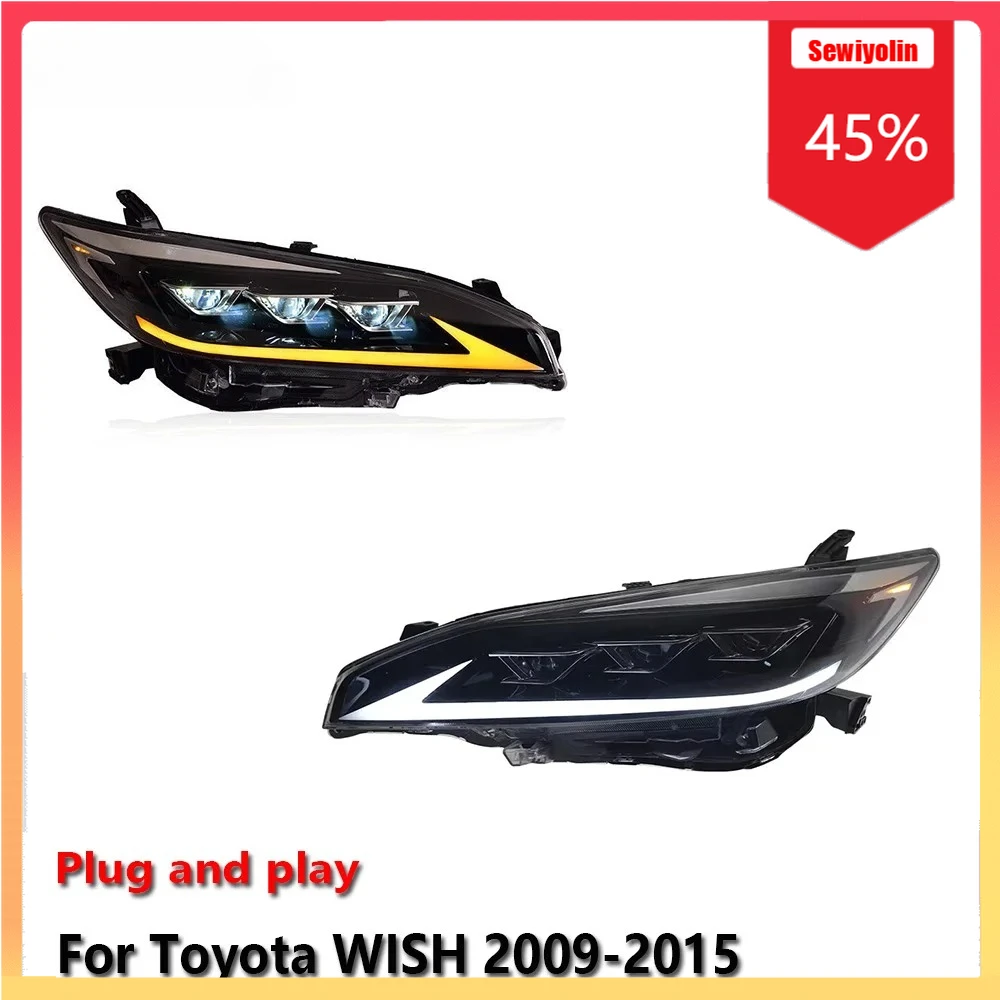 

Автомобильные светодиодные фары, автомобильные детали для Toyota WISH 2009-2015, противотуманные фары DRL, стоп-сигнал поворота, Plug and Play