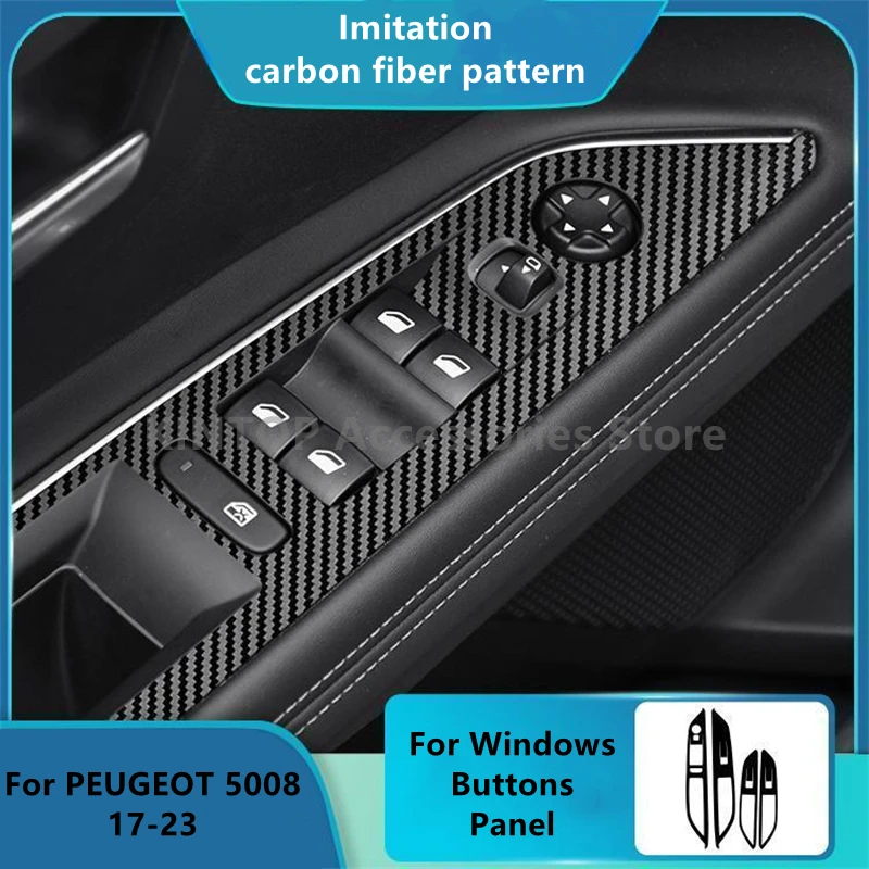 Padrão de Fibra de Carbono Adesivo, Película Protetora, Acessórios de Modificação Interior, Reajuste para Peugeot 5008 17-18