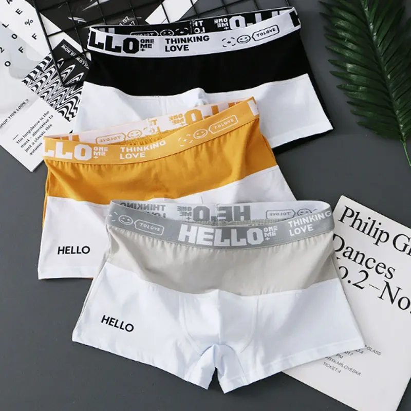 

Men's Panties Fashion Letters Cotton Boxer Shorts Color Blocking Underwear Hombre Mens Boxers Cuecas Masculinas Panties