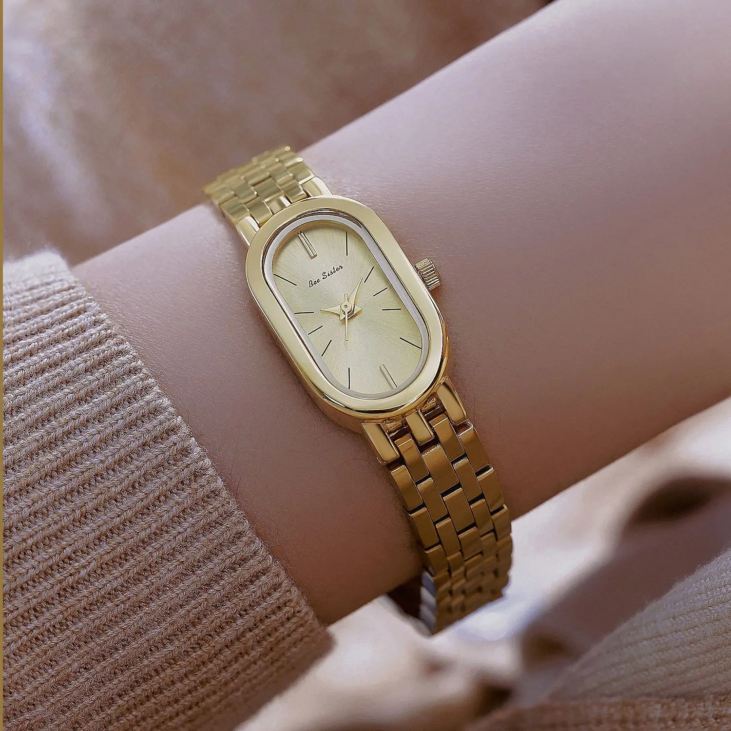 

Роскошные винтажные женские часы в стиле Old Money с золотистым покрытием, водонепроницаемые, из нержавеющей стали, кварцевые, наручные, подарок