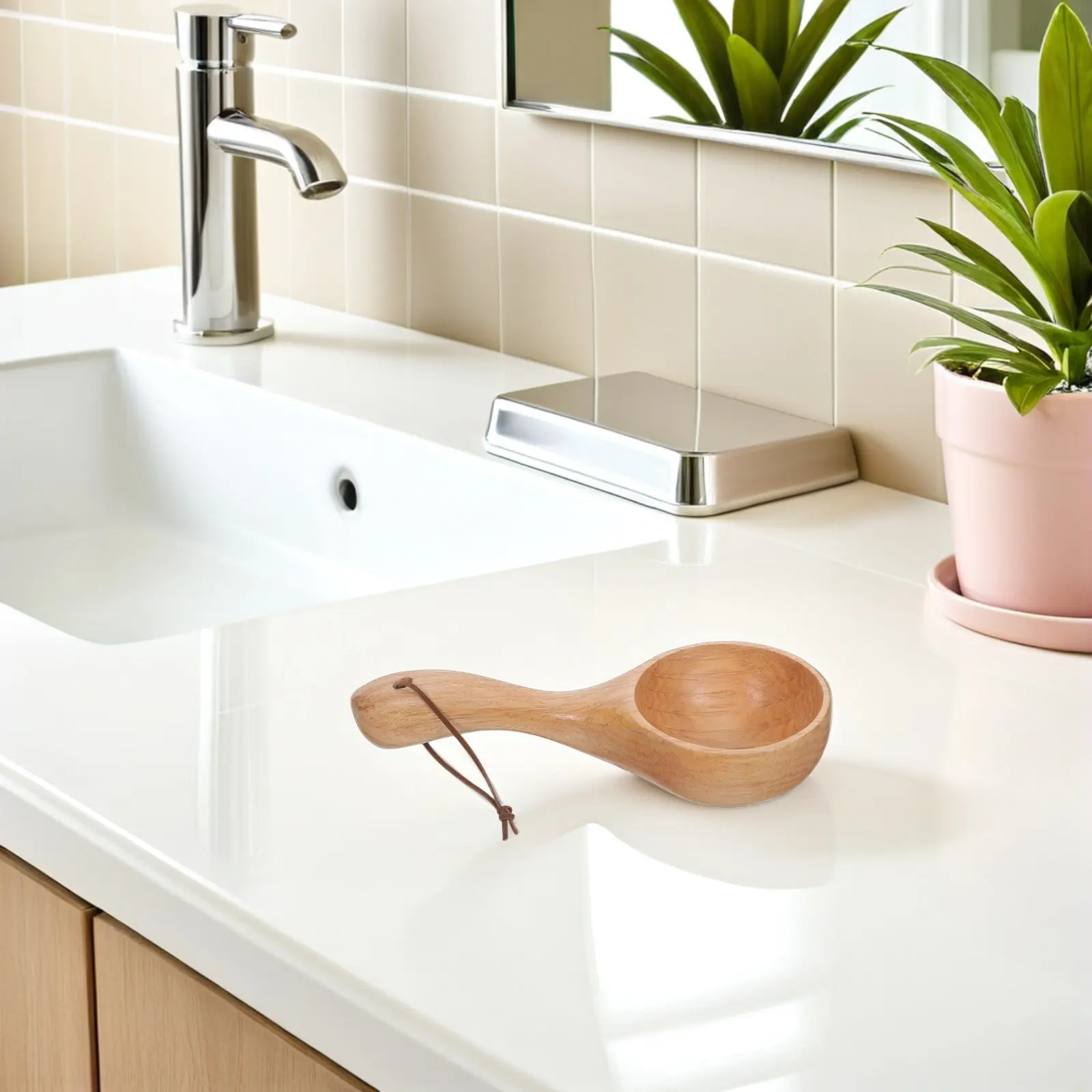 

Деревянный эргономичный ковш для ванны, универсальный черпак для сауны, 8-дюймовая ложка для соли в ванне, инструмент для ванной комнаты