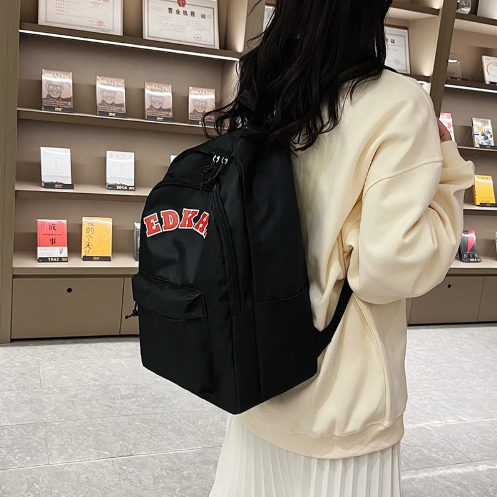 

Casual Large Capacity School Bags Solid Color Zipper Women Backpacks Waterproof Students Bookbag Students