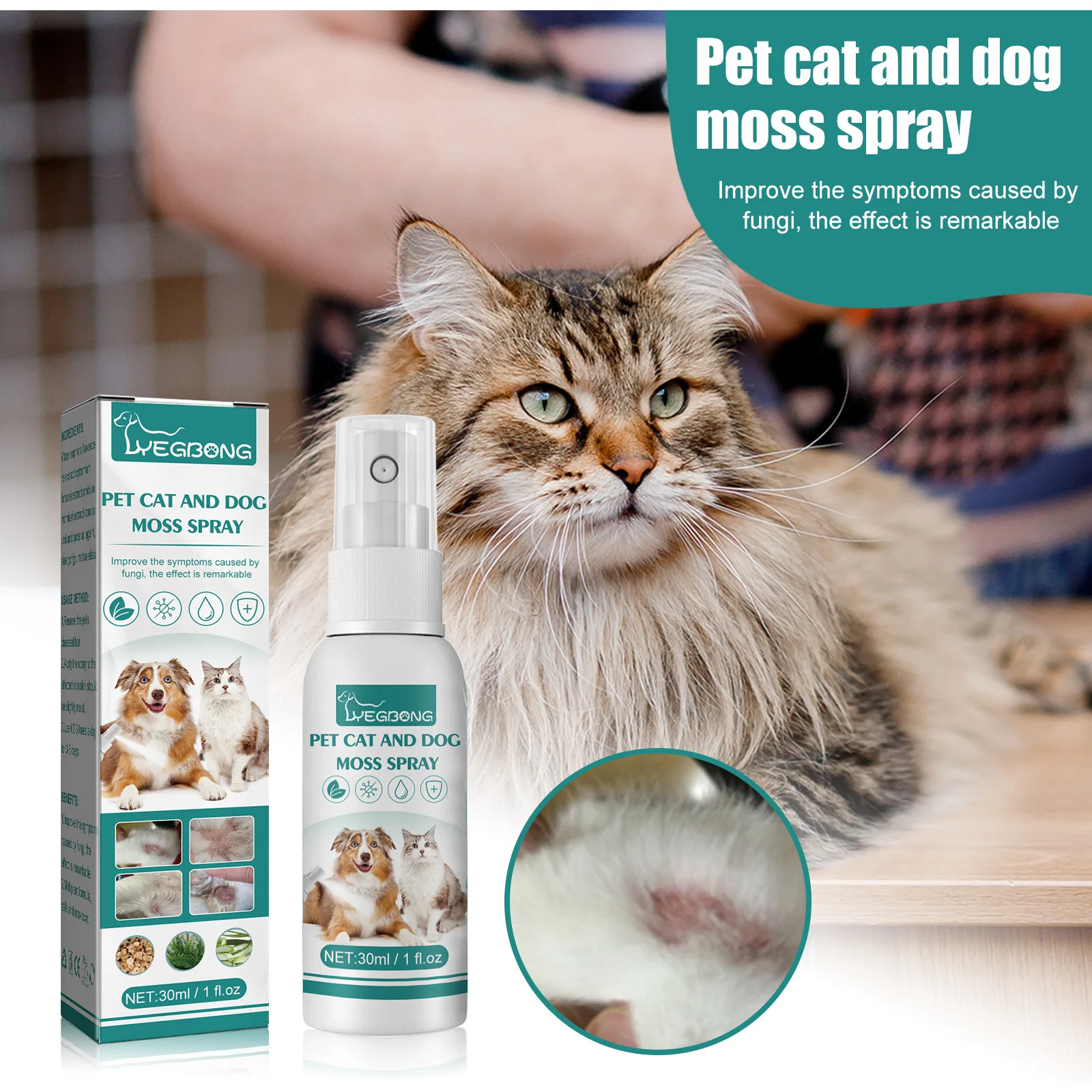 Pet Skin Care Spray Dermatitis Allergy Antibacterial Flea Tick Killer Puppy Mite Removal Relieve Itching Cat Ringworm Treatment