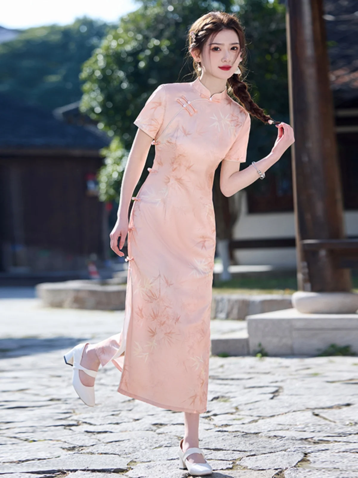 

Элегантная розовая улучшенная длинная юбка для повседневной носки для молодых женщин, красивая, стройнящая, с цветочным принтом