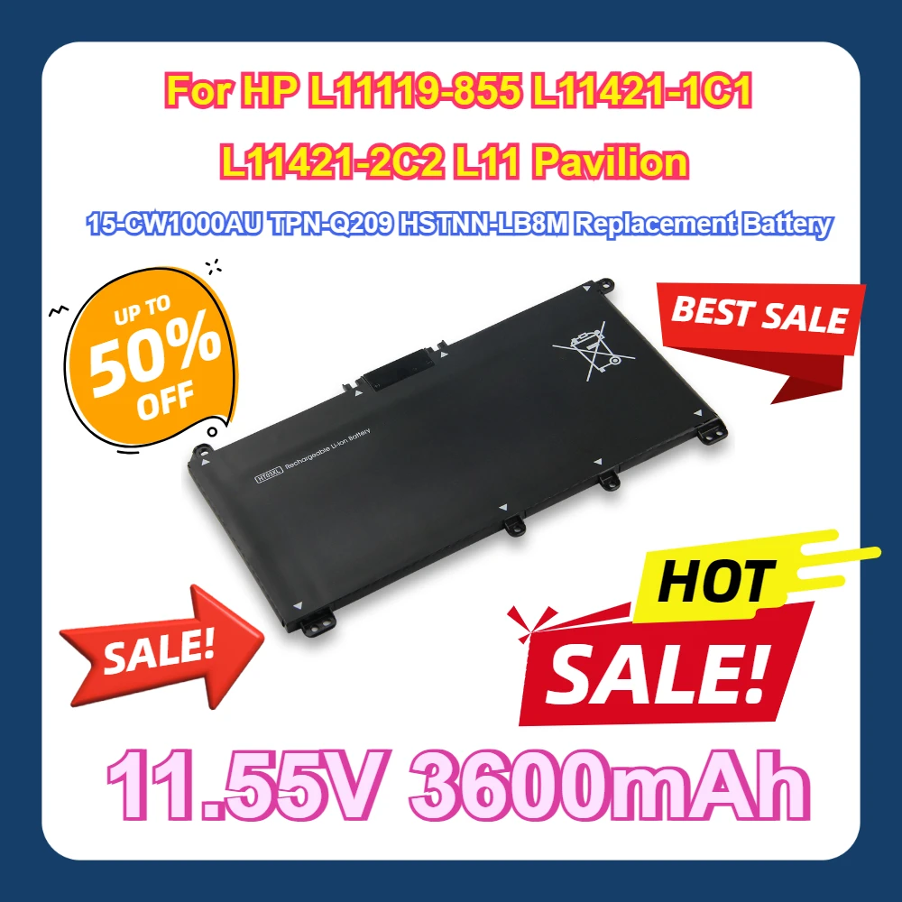 

For HP L11119-855 L11421-1C1 L11421-2C2 L11 Pavilion 15-CW1000AU TPN-Q209 HSTNN-LB8M Replacement Battery HT03XL