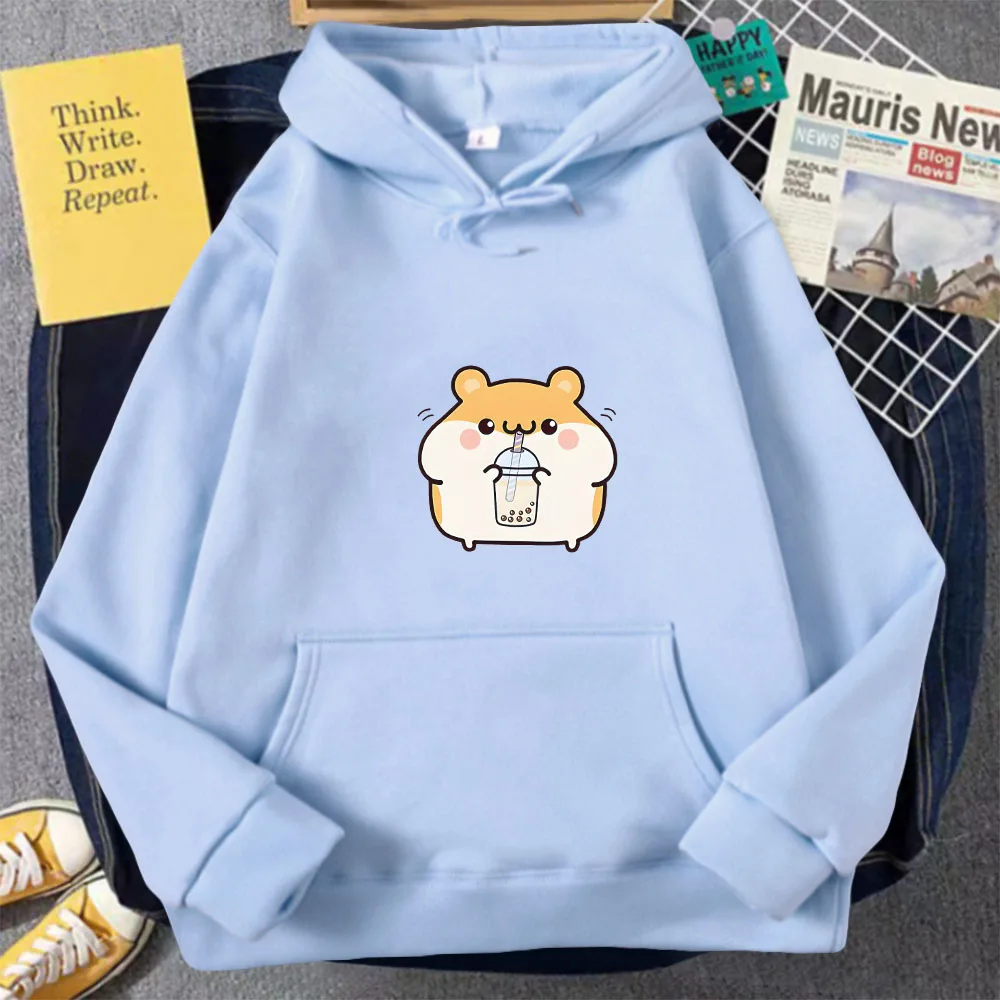 

Hamster Bobo Tea Hoddies Kawaii Anime Clothing for Woman Man Spring/Autumn Oversized Long Sleeve Harajuku Sweatshirt Sudaderas