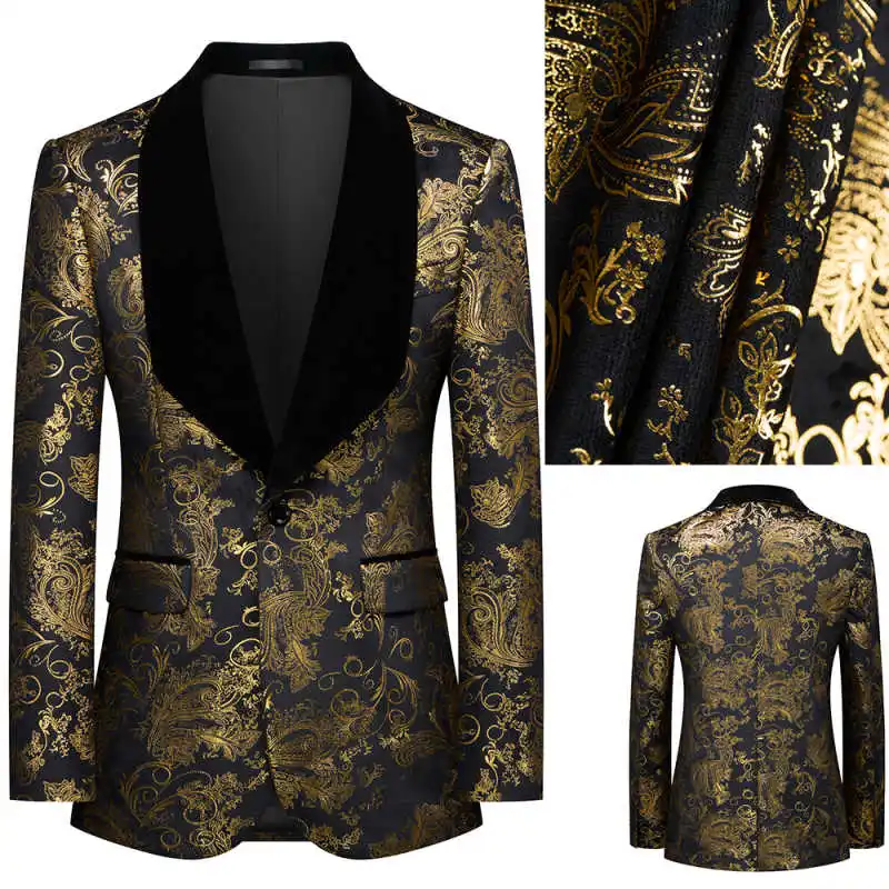 

Modern Men's Suits 1-Piece Jacquard Single Breasted Jacquard Peaked Lapel Groom Tuxedos Prom Customized Trajes Para Hombre