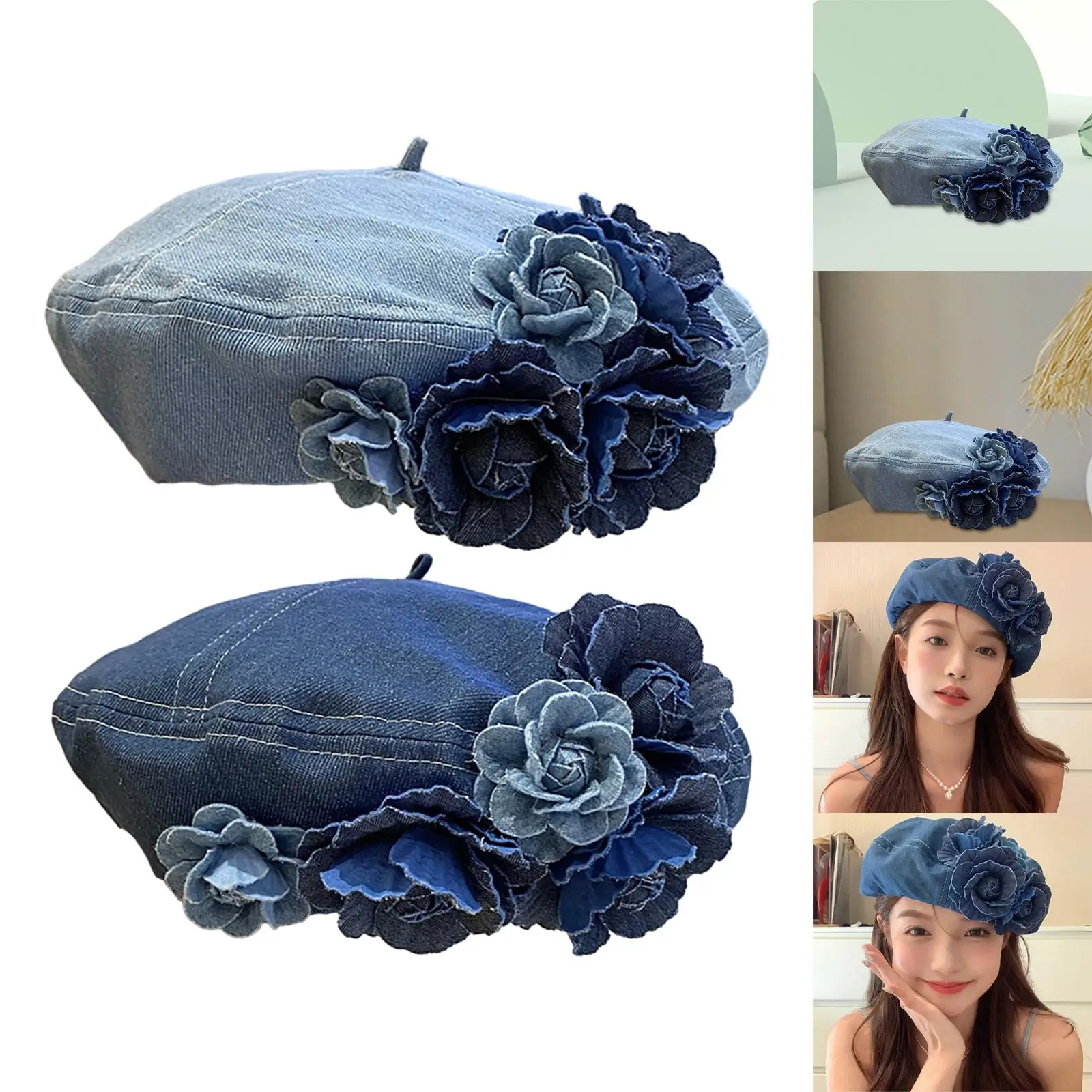 Women Beret Hat Fashion Decorations Casual Gift Headwear Costume Hat Painter Hat for Festival Summer Birthday Traveling Vacation