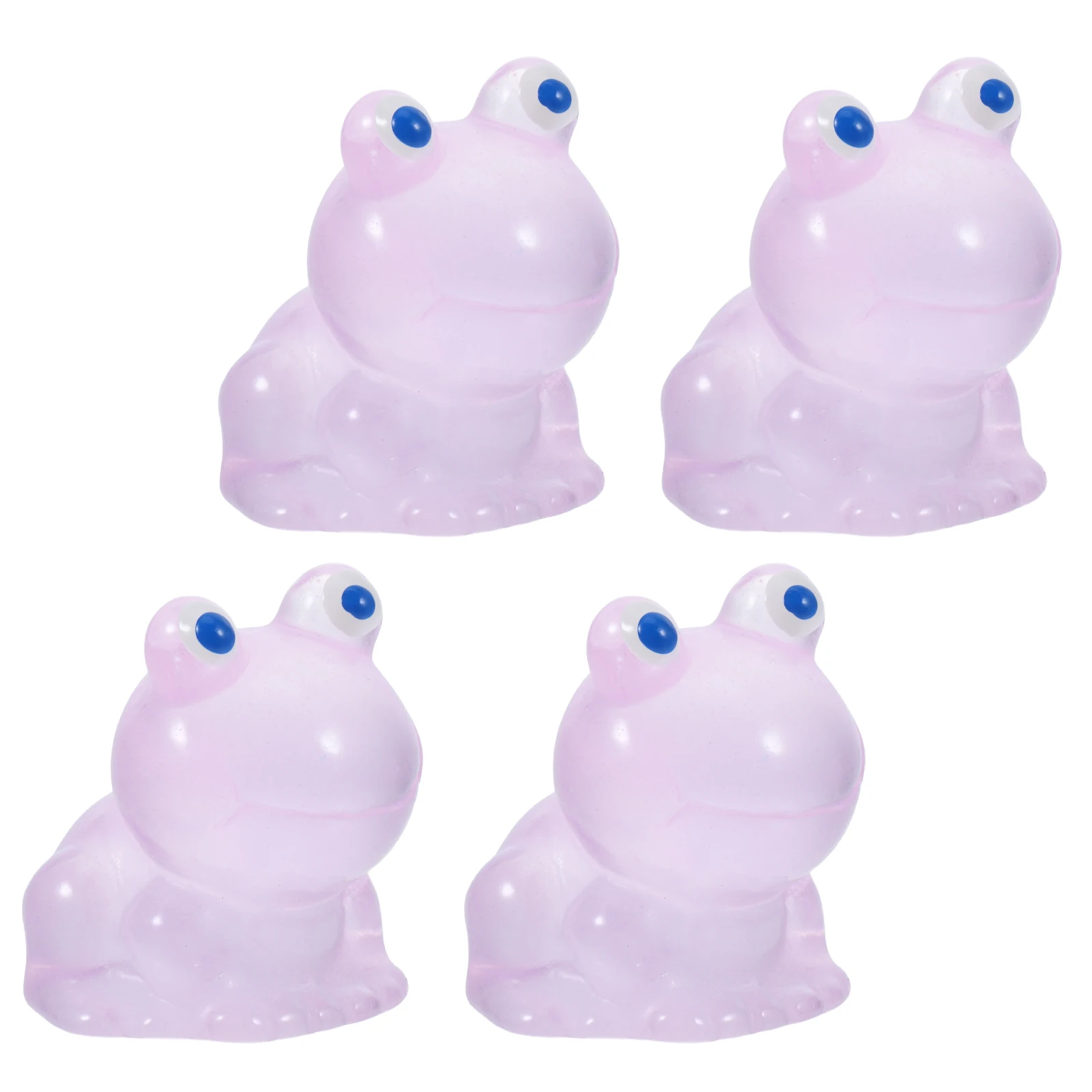 

4 Pcs Luminous Glow-in-the-dark Frog Ornaments Decorations Resin Figurine Mini Frogs