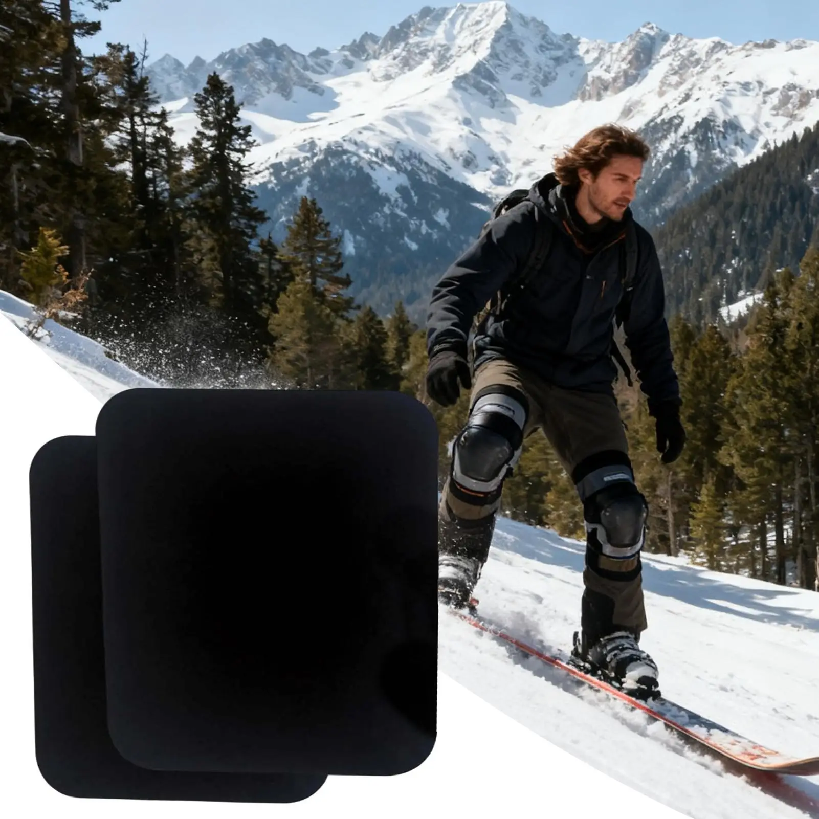 قطعتان من واقيات الساق على الجليد، بطانة إسفنجية سميكة، وسادات أرجل واقية واسعة للتزلج والتزلج على الجليد والرياضة #1