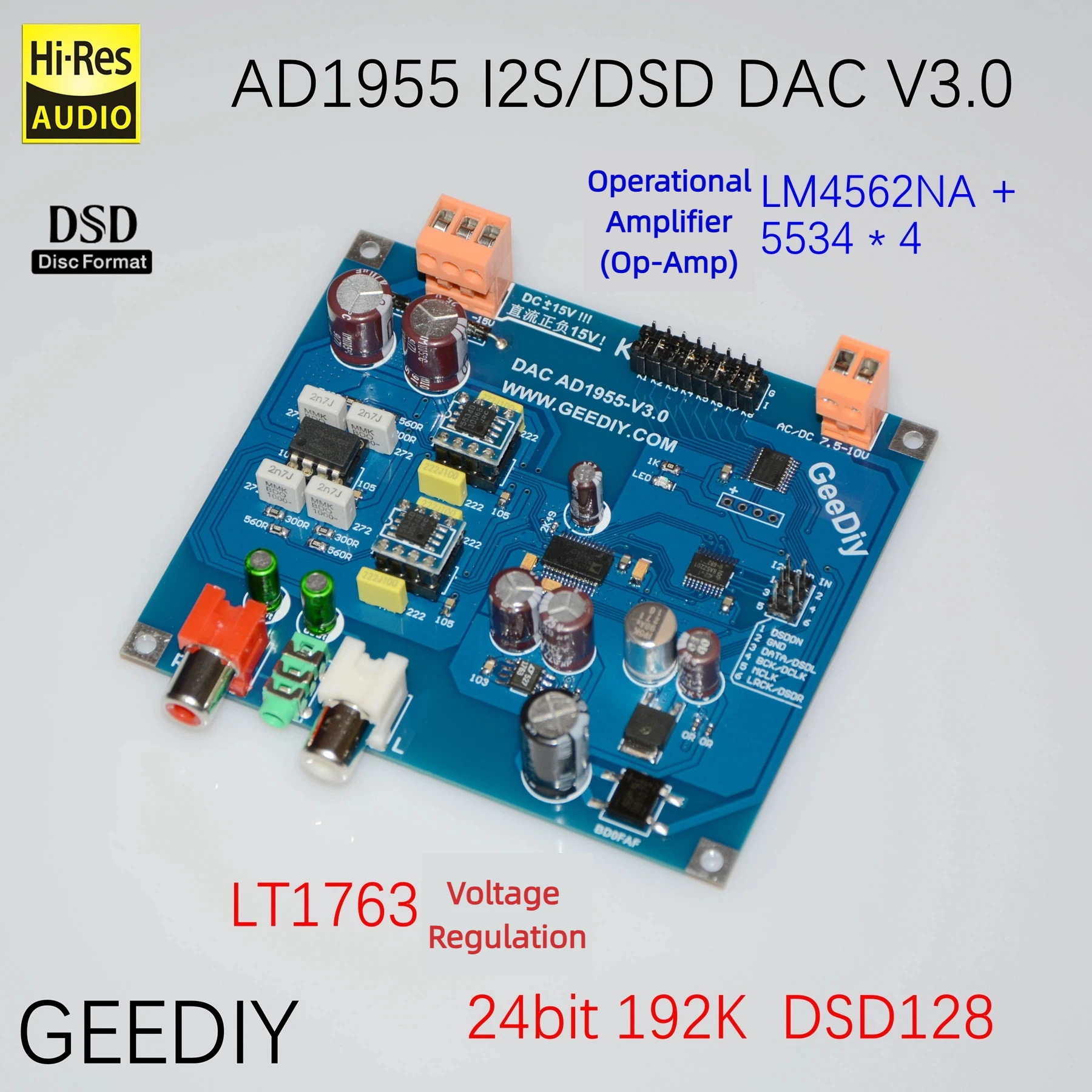 V3.0 nouvelle Version AD1955 décodeur DAC entrée de Signal I2S ou DSD Mode PCM 24 bits 192K Format I2S