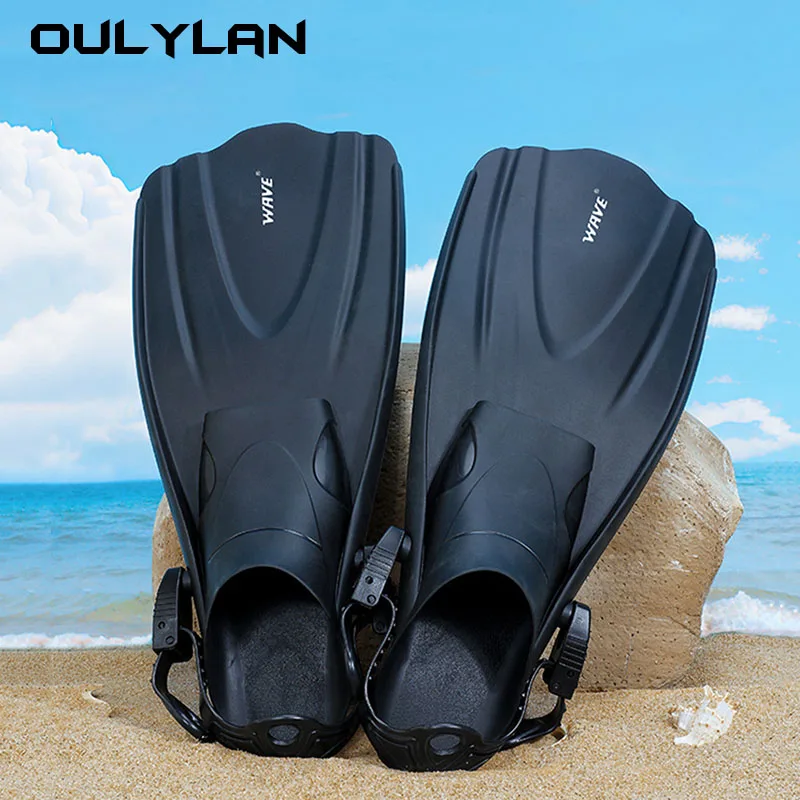 Oulylan Adjustable Short Adult Snorkel Foot Swimming Flippers Fins Beginner Water Sports Equipment Portable Diving Flippers Men