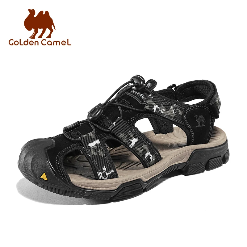 GOLDEN CAMEL prawdziwa skórzane buty męskie Outdoor męskie sandały lato 2023 nowy zwykłe kapcie sandał na plażę buty dla mężczyzn