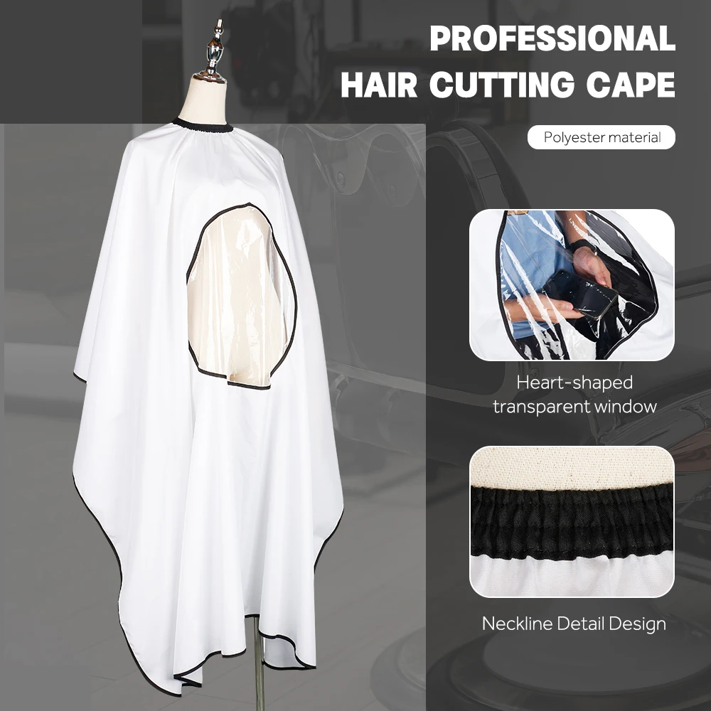 Profesjonalna peleryna fryzjerska do strzyżenia włosów, wodoodporna, antystatyczna, oddychająca, przezroczysta peleryna do salonu fryzjerskiego.