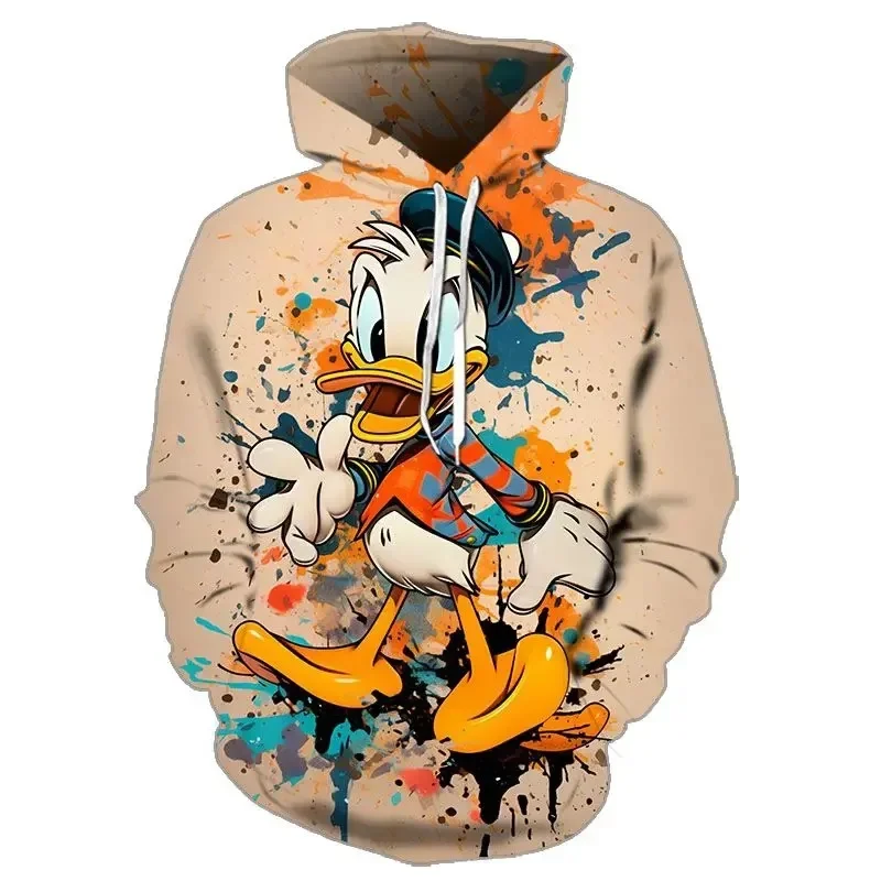 Disney Children\'s Hoodie Donald Duck Boy Girl Pullover 3D Cartoon Print Oversized Hoodie MINISO Men\'s Hoodie New Men\'s Clothing