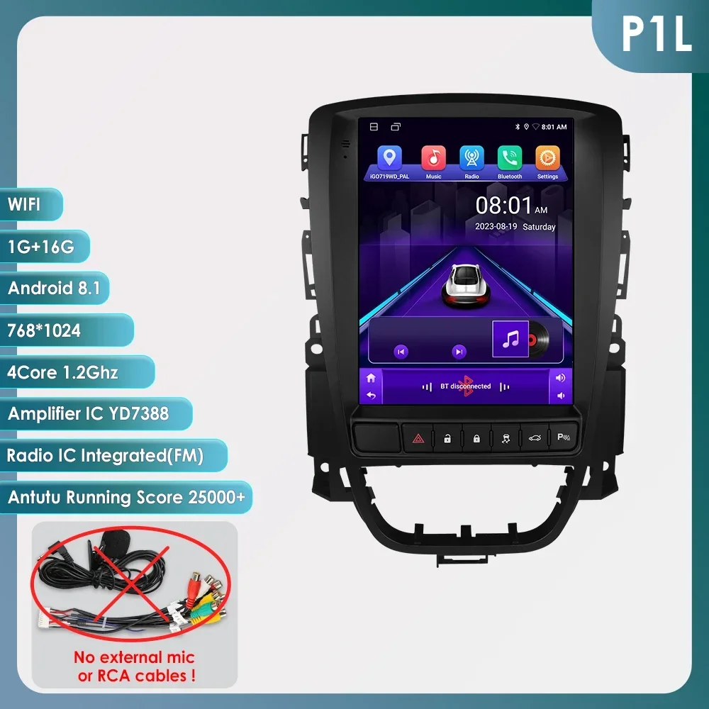9.7 Inch Android 13 Auto Radio Voor Opel Astra J Vauxhall Buick Verano 2009-2015 Multimedia Video 4G Wifi Carplay Head Unit 7862