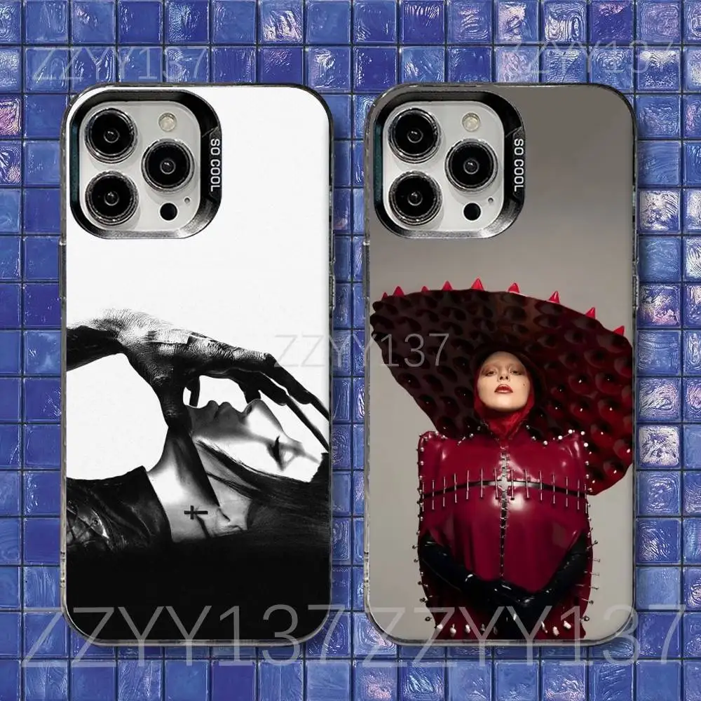 

L-LADY GAGA MAYHEM Phone Case For iPhone 17,16,15,14,13,12,11,Air,X,XR,Pro,Max,Plus IMD Silver Shell